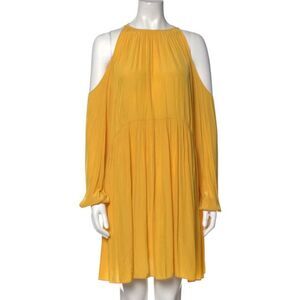 Ramy Brook Cold Shoulder Long Bell Sleeve Blouson Mini Dress Mary Gold Small